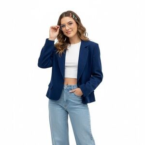 Vintage Pendleton 100% Virgin Wool Blazer Size 12 Blue Academia 80s Jacket